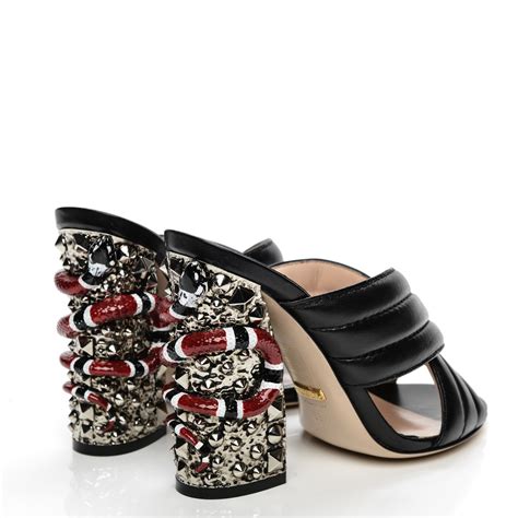 GUCCI Malaga Kid Webby Crossover High Heel Slide Sandals